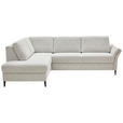 ECKSOFA Ecru Webstoff Schlaffunktion, Matratze  - Ecru/Schwarz, KONVENTIONELL, Textil/Metall (201/277cm) - Dieter Knoll