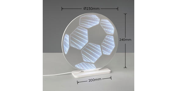 LED-DEKOLEUCHTE Football 23/24 cm  - Weiß, LIFESTYLE, Kunststoff/Metall (23/24cm) - Novel