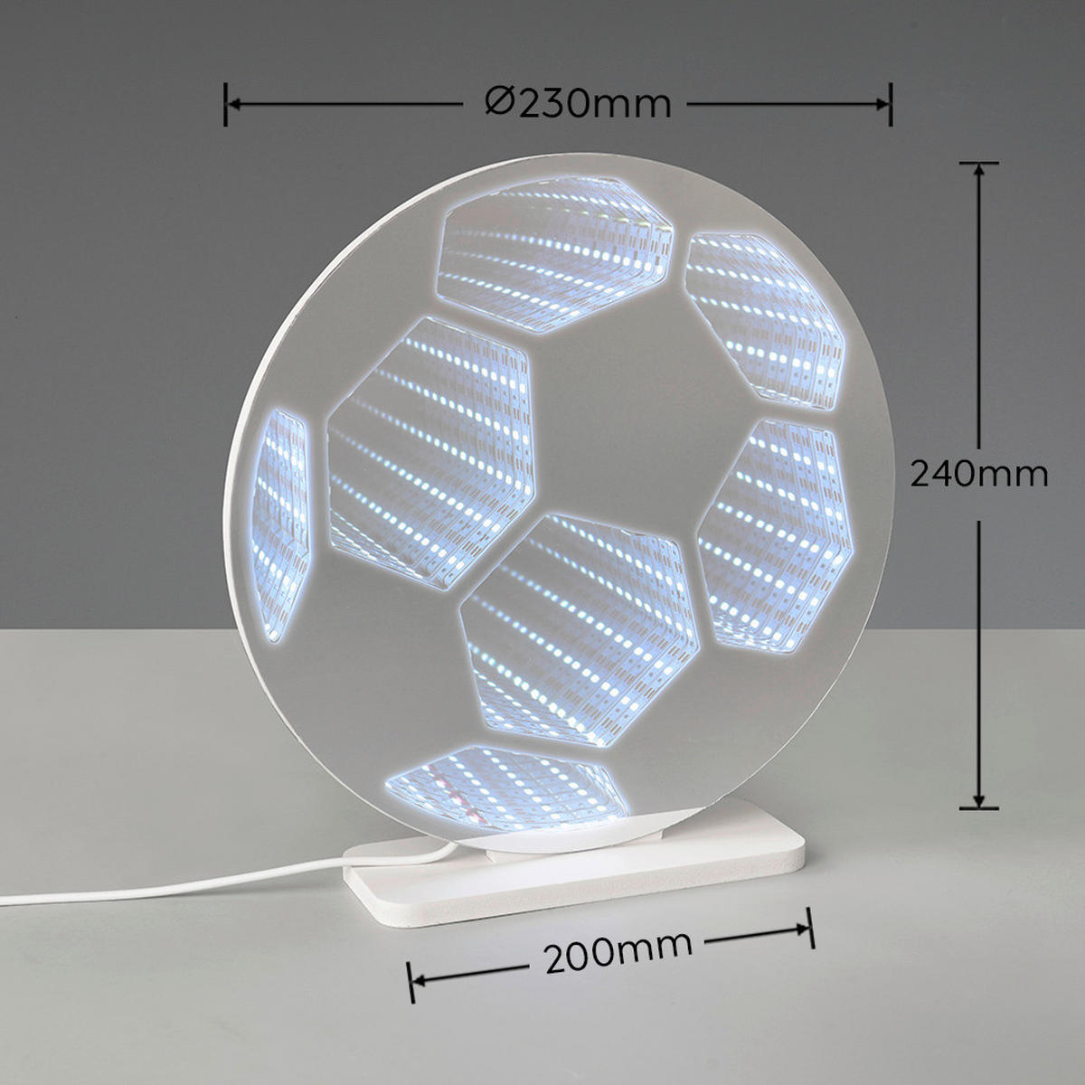LED-DEKOLEUCHTE Football 23/24 cm  - Weiß, LIFESTYLE, Kunststoff/Metall (23/24cm) - Novel