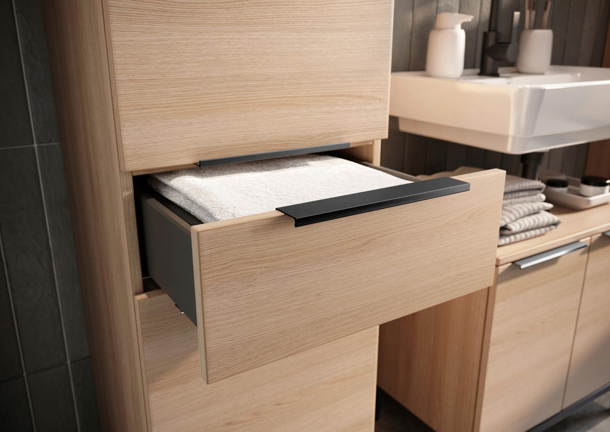 MIDISCHRANK 38/120/38 cm  - Eichefarben/Schwarz, Modern, Holzwerkstoff/Metall (38/120/38cm) - Xora
