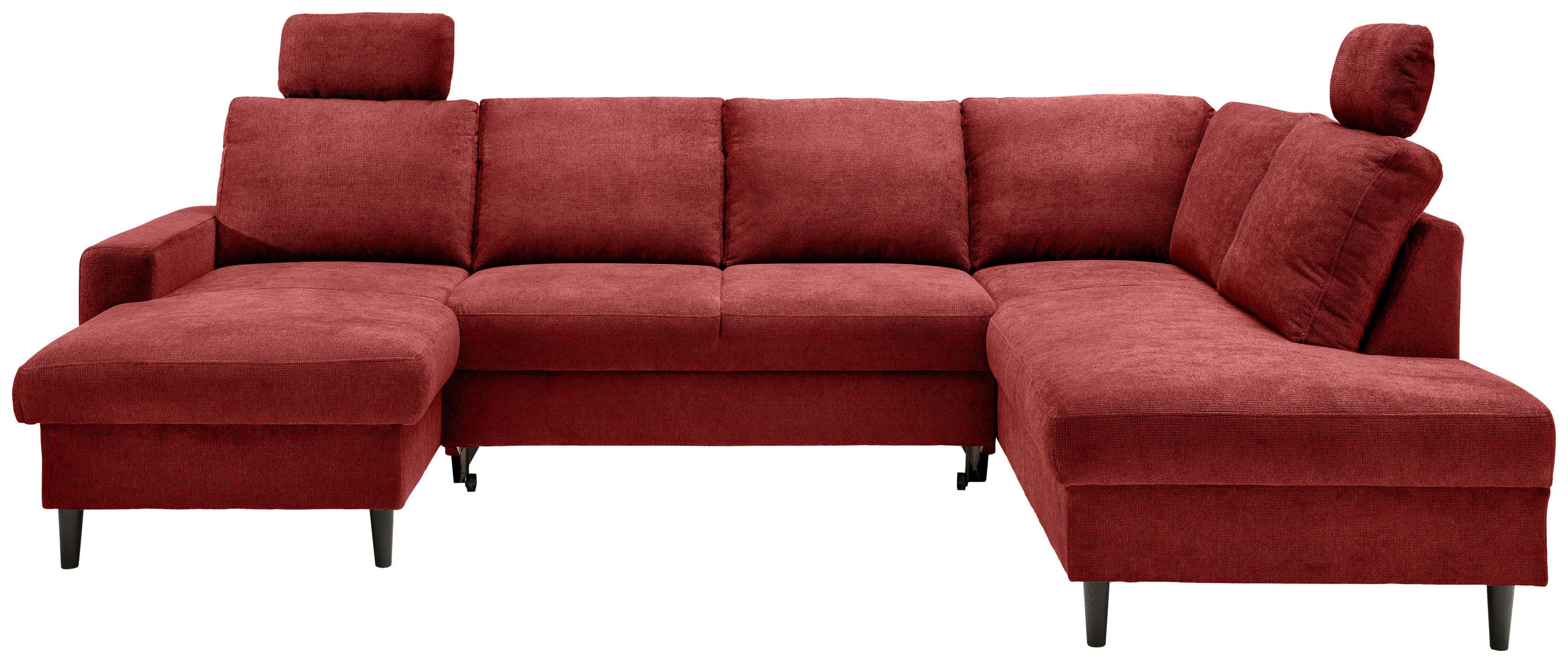 WOHNLANDSCHAFT in Chenille Rot  - Rot/Schwarz, Modern, Holz/Textil (153/305/200cm) - Livetastic