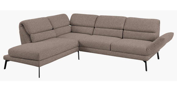 ECKSOFA in Flachgewebe Taupe 212-253/256-363 cm - Taupe/Schwarz, Design, Textil/Metall (212-253/256-363cm) - Dieter Knoll