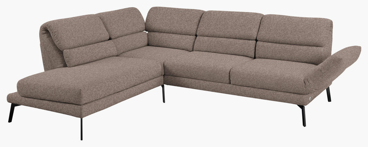 ECKSOFA in Flachgewebe Taupe  212-253/256-363 cm  - Taupe/Schwarz, Design, Textil/Metall (212-253/256-363cm) - Dieter Knoll