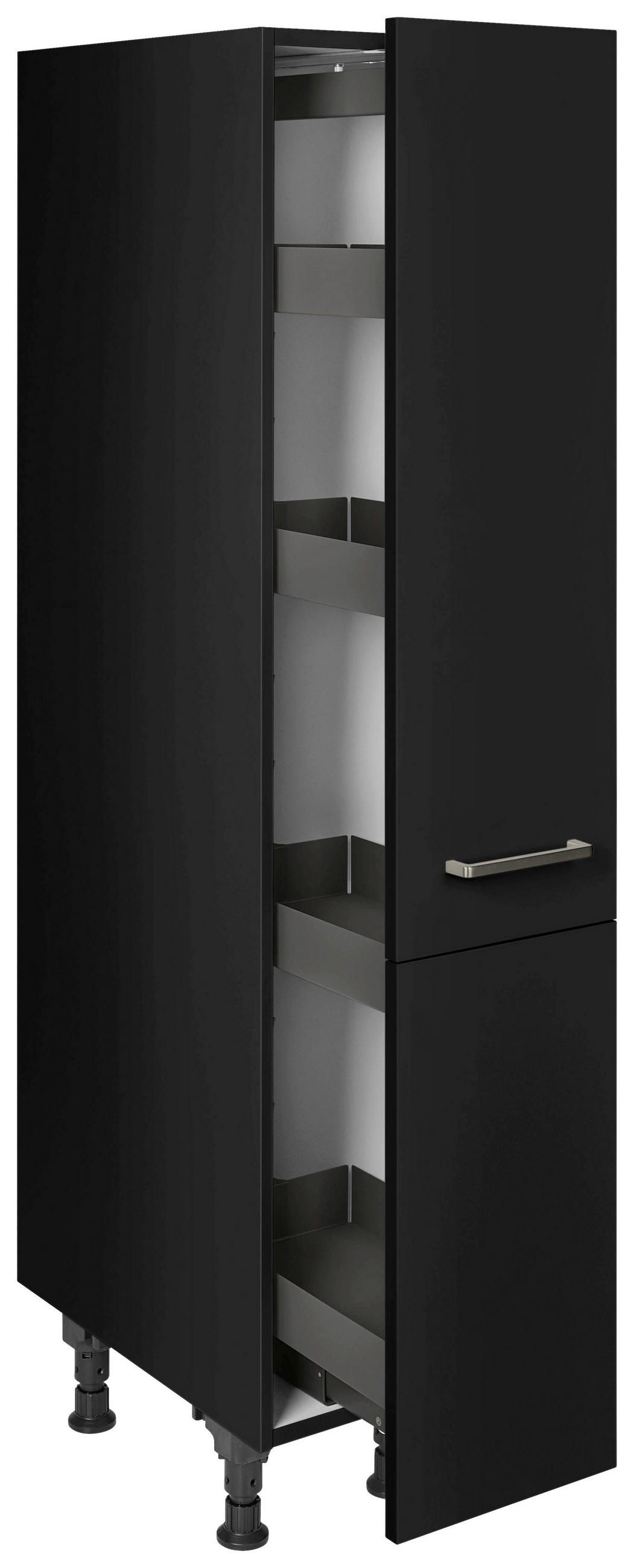 APOTHEKERSCHRANK 30/168/58 cm  in Schwarz  - Edelstahlfarben/Schwarz, MODERN, Holzwerkstoff/Metall (30/168/58cm) - Nobilia