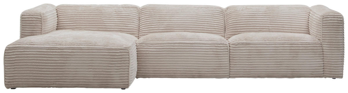 ECKSOFA in Cord Creme  163/332 cm  - Creme/Schwarz, Design, Kunststoff/Textil (163/332cm) - Stylife