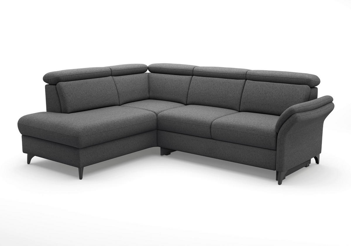 ECKSOFA GLENDALE E in Flachgewebe Dunkelgrau  193/247 cm  - Dunkelgrau/Schwarz, KONVENTIONELL, Textil/Metall (193/247cm) - Sit & More