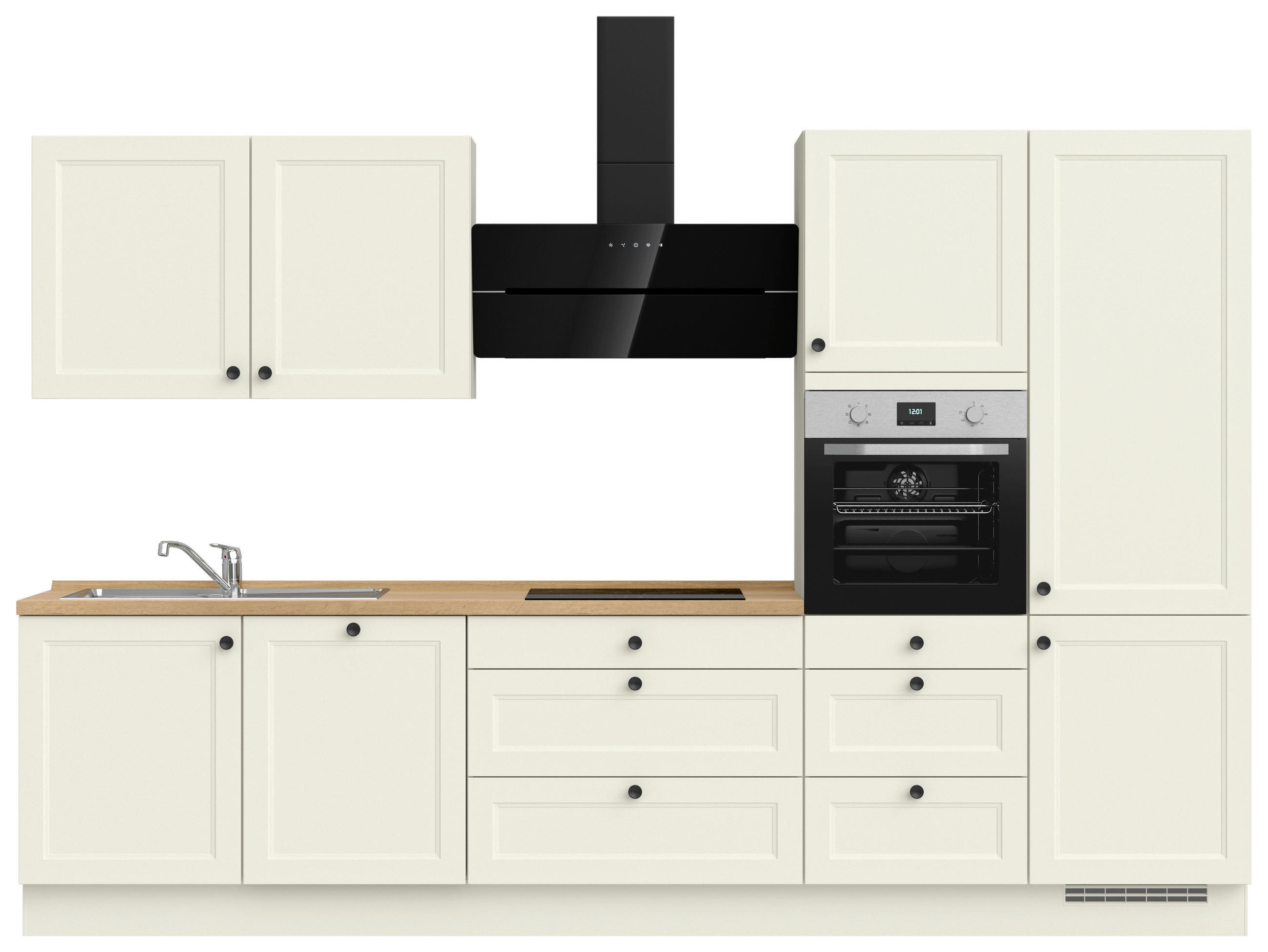 KÜCHENLEERBLOCK 330 cm   in Weiß, Eichefarben  - Eichefarben/Schwarz, MODERN, Holzwerkstoff/Metall (330cm) - Nobilia