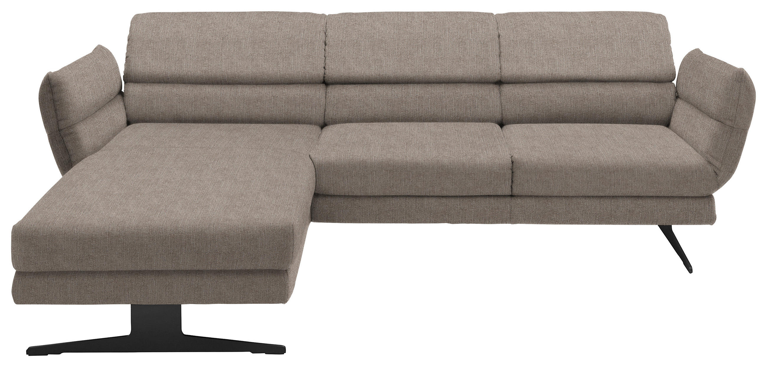 ECKSOFA in Flachgewebe Taupe  - Taupe/Schwarz, Design, Textil/Metall (176-217/279-327cm) - Dieter Knoll