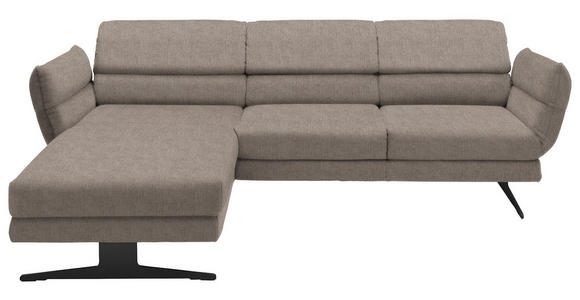 ECKSOFA Taupe Flachgewebe  - Taupe/Schwarz, Design, Textil/Metall (176-217/279-327cm) - Dieter Knoll