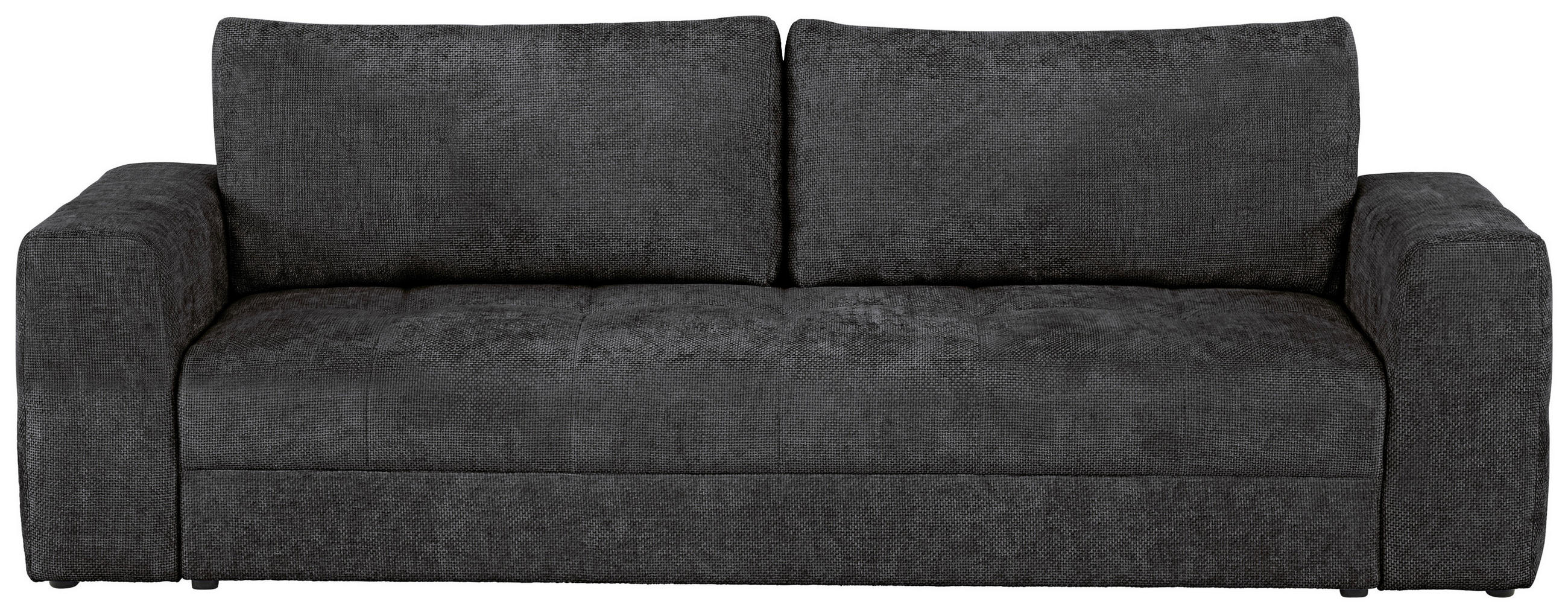 SCHLAFSOFA Struktur Dunkelgrau  inkl. Zierkissen, Rückenkissen, Bettkasten, Schlaffunktion, Rücken echt  - Dunkelgrau/Schwarz, KONVENTIONELL, Kunststoff/Textil (253/87/102cm) - Xora