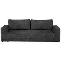SCHLAFSOFA Struktur Dunkelgrau  inkl. Zierkissen, Rückenkissen, Bettkasten, Schlaffunktion, Rücken echt  - Dunkelgrau/Schwarz, KONVENTIONELL, Kunststoff/Textil (253/87/102cm) - Xora