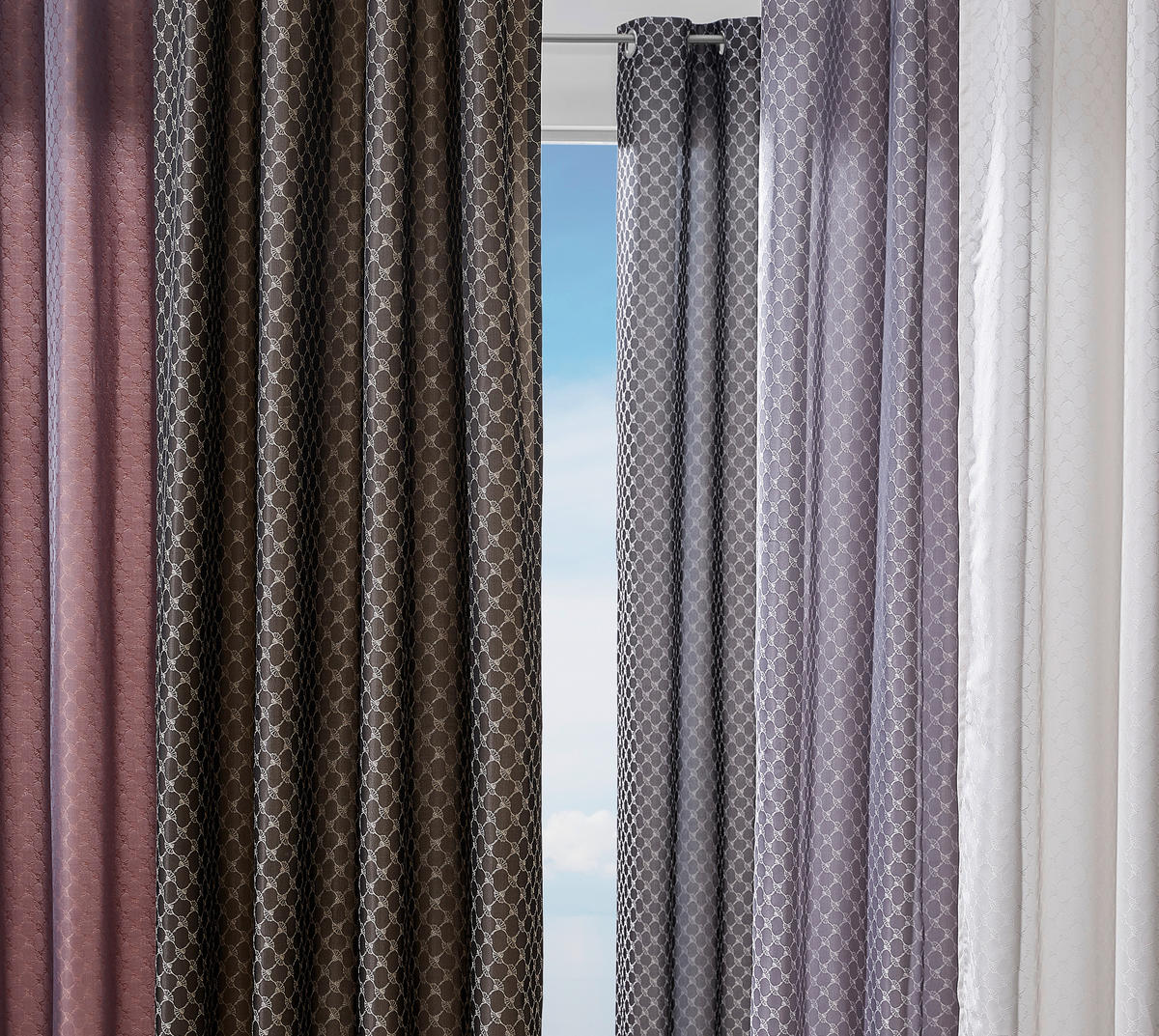 ZÁVES S OČKAMI, nepriehľadné, 140/250 cm - hnedá, Design, textil (140/250cm) - Joop!