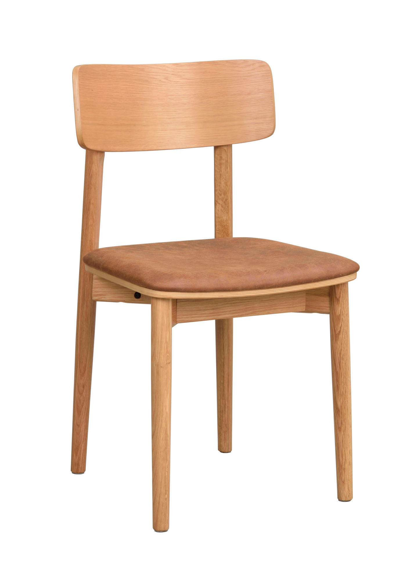 STOL läderimitation  - brun/ekfärgad, Klassisk, trä/textil (45/84/49cm) - Rowico