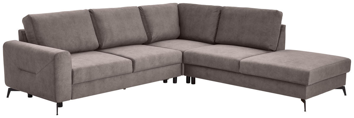 ECKSOFA Greige Chenille  - Greige/Schwarz, KONVENTIONELL, Textil/Metall (275/257cm) - Carryhome