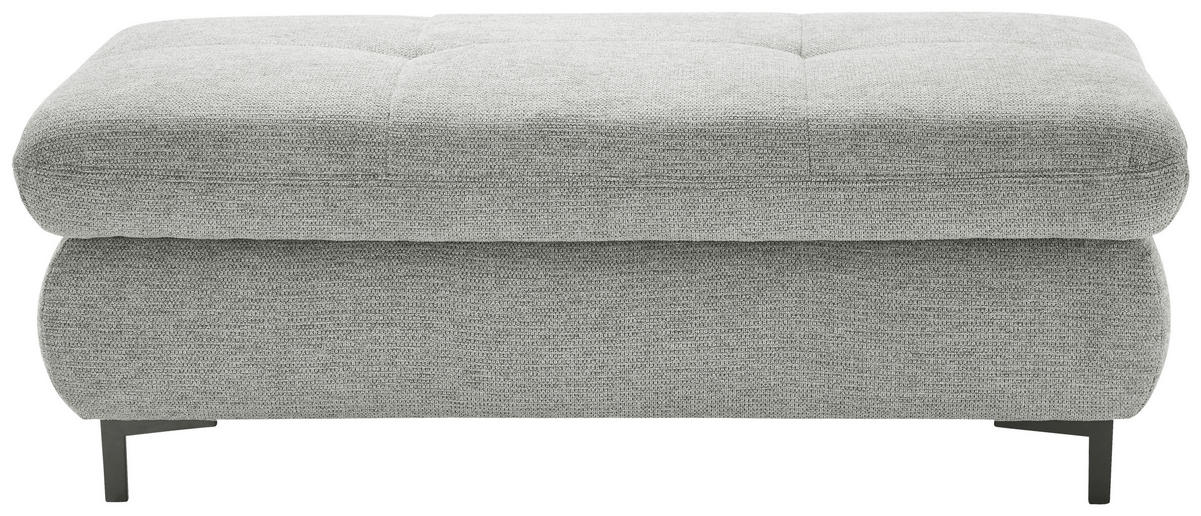 HOCKER Webstoff Hellgrau  - Hellgrau/Schwarz, KONVENTIONELL, Textil/Metall (129/49/64cm) - SetOne by Musterring