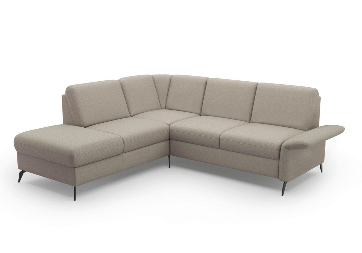 ECKSOFA ROCHELLE E Taupe Flachgewebe  - Taupe/Schwarz, KONVENTIONELL, Textil/Metall (216/240cm) - Sit & More