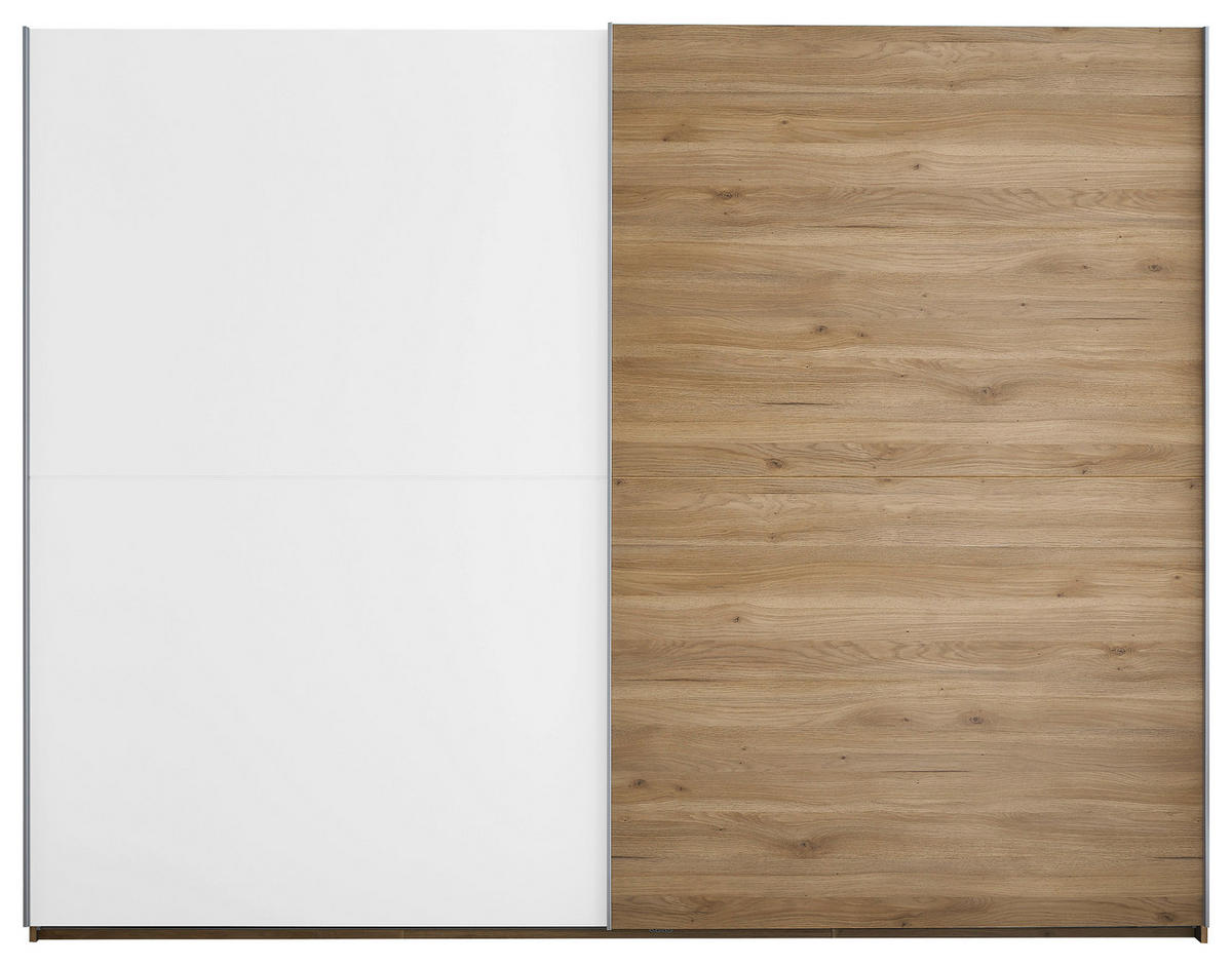 SCHWEBETÜRENSCHRANK 270/210/60 cm 2-türig Weiß, Eichefarben  - Eichefarben/Alufarben, MODERN, Holzwerkstoff/Metall (270/210/60cm) - Livetastic