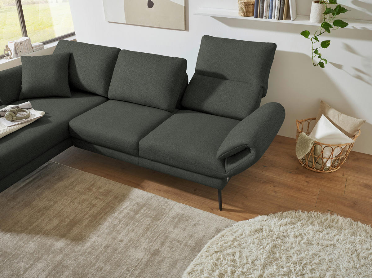 ECKSOFA  in Flachgewebe Grün  175-224/255-365 cm  - Schwarz/Grün, Design, Textil/Metall (175-224/255-365cm) - Dieter Knoll