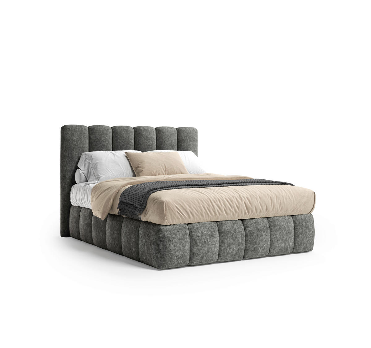BOXSPRINGBETT 140/200 cm,  in Graphitfarben, Matratze, H3 + H4 = fest + sehr fest  - Schwarz/Graphitfarben, Modern, Holz/Holzwerkstoff (140/200cm) - MID.YOU