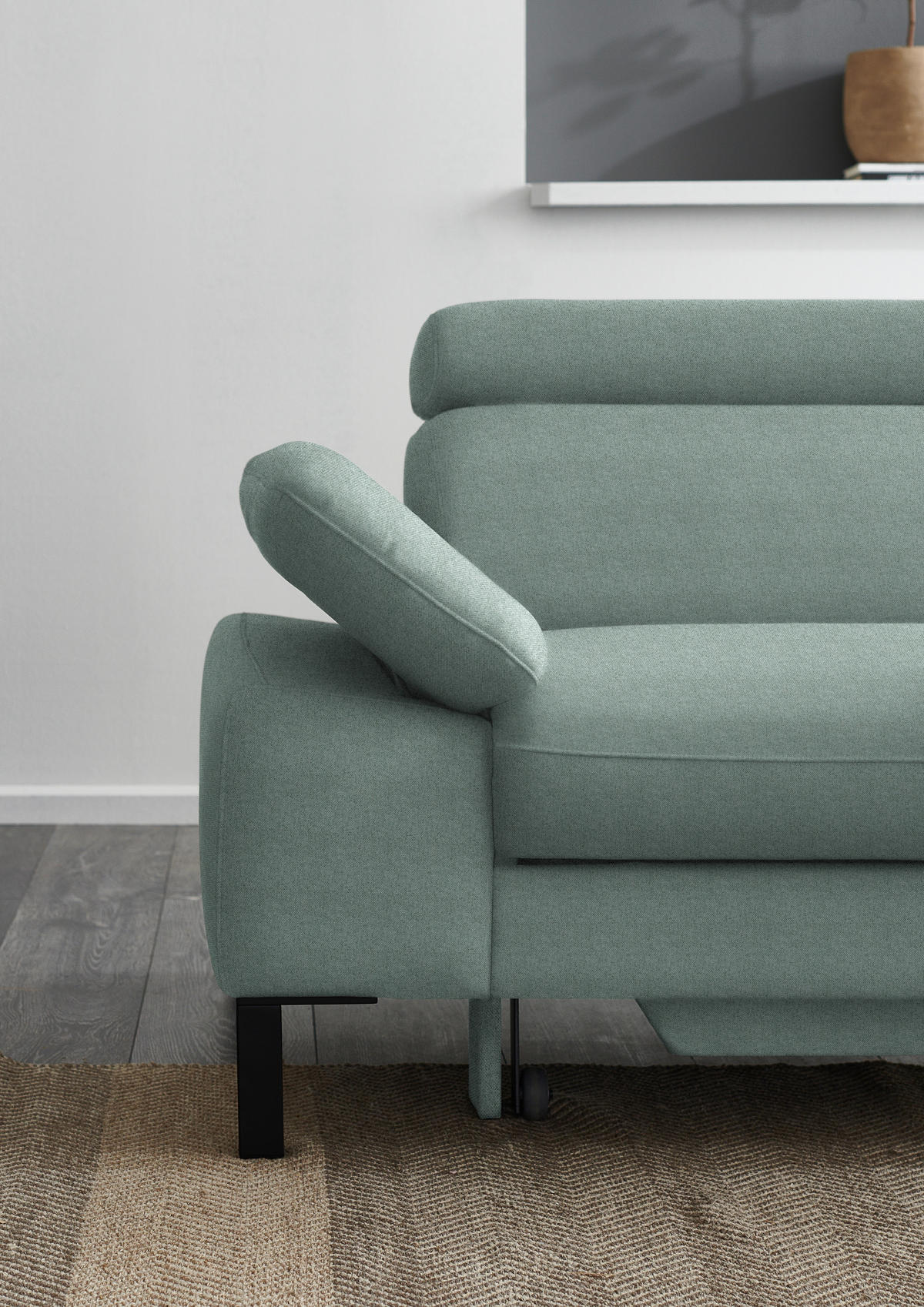 ECKSOFA in Flachgewebe Mintgrün  - Schwarz/Mintgrün, Design, Holzwerkstoff/Textil (272/217cm) - Pure Home Comfort