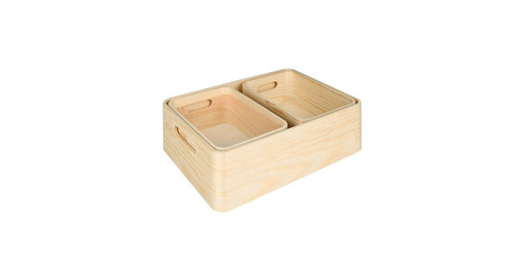 AUFBEWAHRUNGSBOXEN-SET - Naturfarben, Trend, Holz (36/25/11,5cm) - Ambia Home