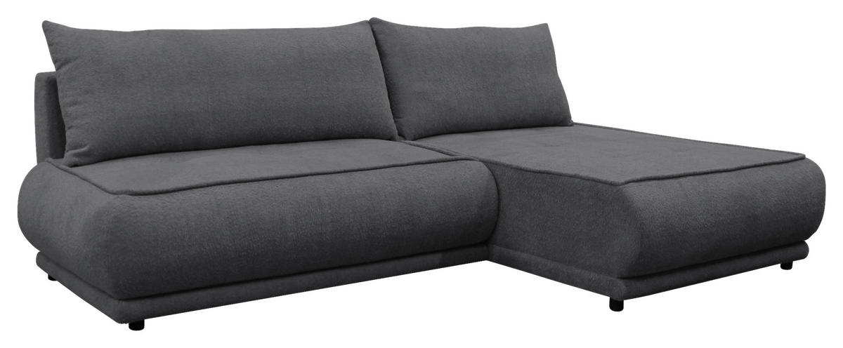ECKSOFA PAROS Dunkelgrau Bouclé  - Dunkelgrau/Schwarz, Design, Kunststoff/Textil (277/179cm) - MID.YOU