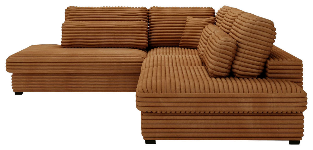 ECKSOFA Rostfarben Cord, Plüsch  - Rostfarben/Schwarz, Design, Kunststoff/Textil (244/332cm) - Livetastic