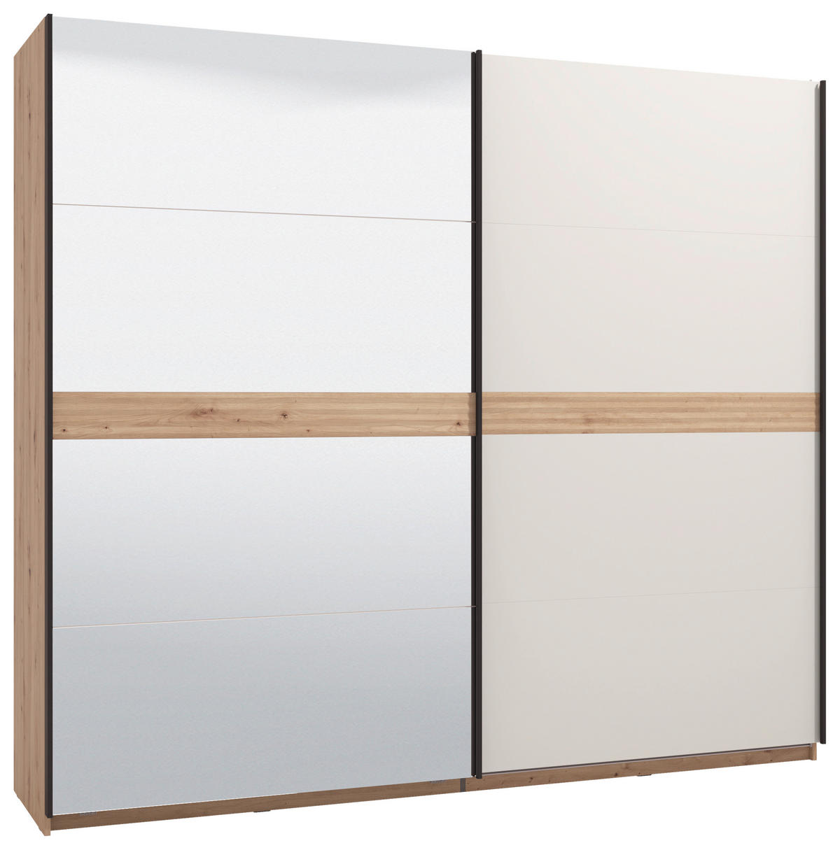 SKRIŇA S POS. DVER. – HOR.VED, kašmírová, dub artisan, 245/217/62 cm - čierna/kašmírová, Konventionell, kov/kompozitné drevo (245/217/62cm) - Xora