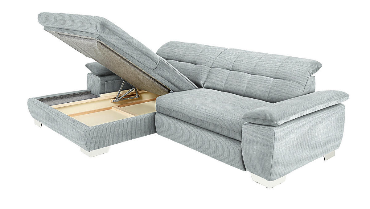 ECKSOFA  in Mikrofaser Platinfarben  180/265 cm  - Platinfarben/Chromfarben, Design, Textil/Metall (180/265cm) - Carryhome