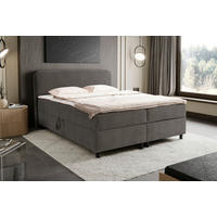 BOX-ÁGY 180/200 cm  szürke  - fekete/szürke, Modern, műanyag/textil (180/200cm) - MID.YOU