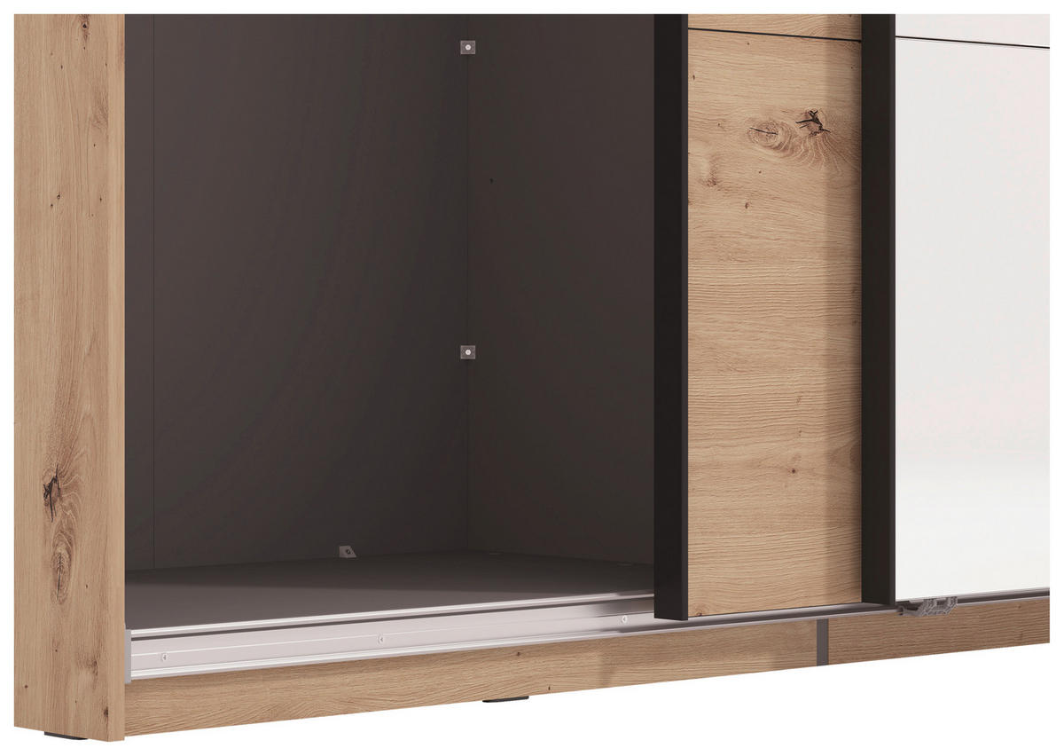 SKRIŇA S POS. DVER. – HOR.VED, 270/217,5/61 cm - čierna/dub artisan, Basics, kov/kompozitné drevo (270/217,5/61cm) - Xora