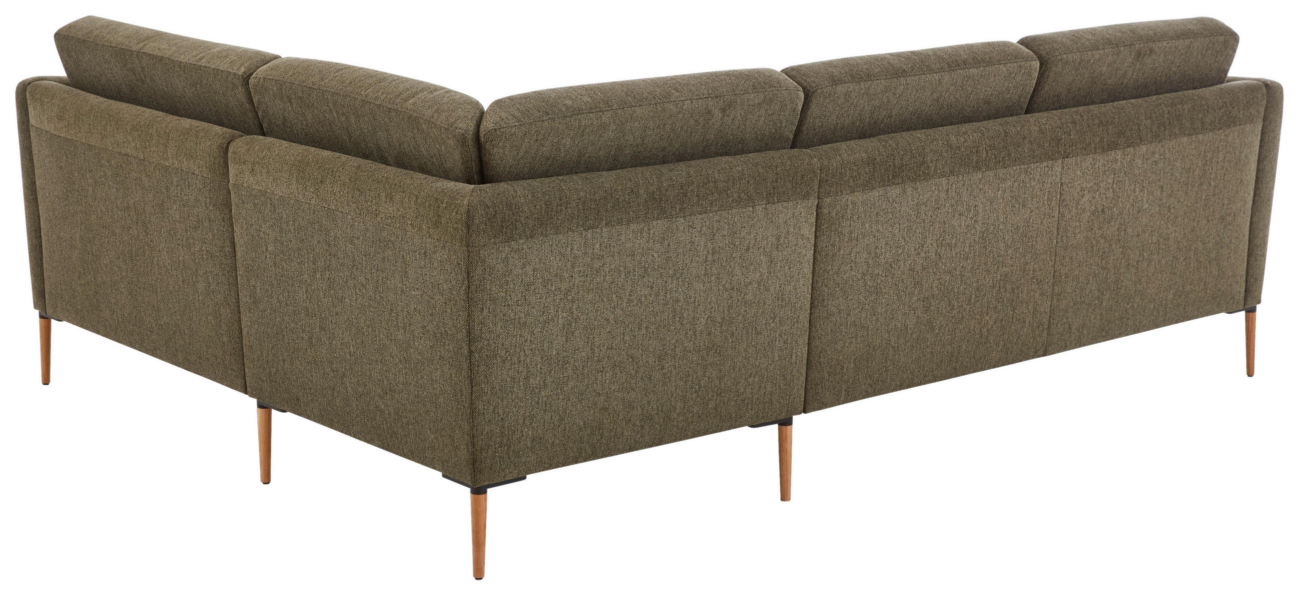 Thumbnail - Valnatura Ecksofa, Olivgrün, Textil, Eiche, massiv, 4-Sitzer, Ottomane links, L-Form, 236x189 cm, Goldenes M, erweiterba...