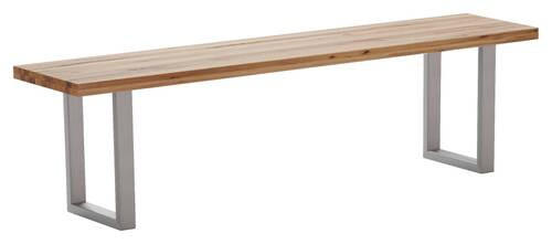 SITZBANK 220/45/40 cm Edelstahlfarben, Wildeiche Wildeiche  - Wildeiche/Edelstahlfarben, ROMANTIK / LANDHAUS, Holz/Metall (220/45/40cm) - Waldwelt