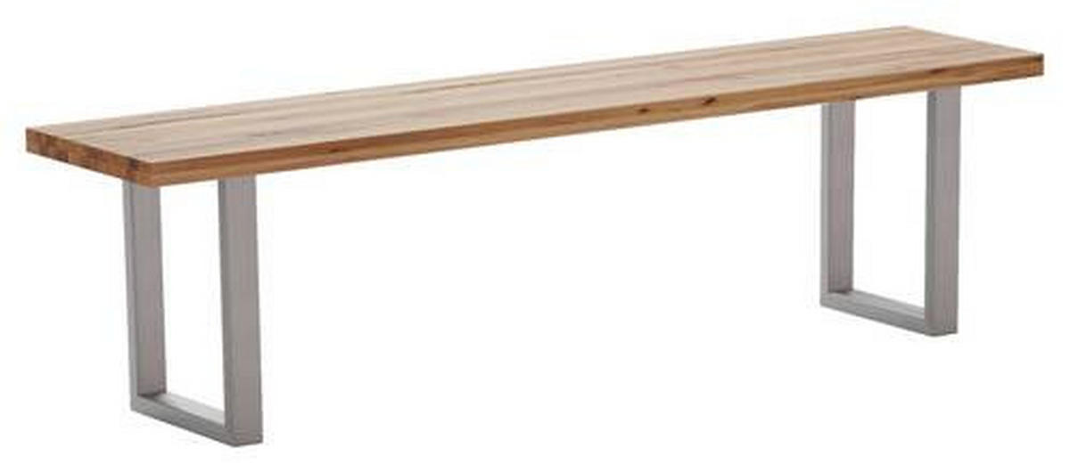 SITZBANK in Holz, Metall Edelstahlfarben, Wildeiche  - Wildeiche/Edelstahlfarben, Romantik / Landhaus, Holz/Metall (220/45/40cm) - Waldwelt