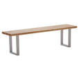 SITZBANK 220/45/40 cm Edelstahlfarben, Wildeiche Wildeiche  - Wildeiche/Edelstahlfarben, ROMANTIK / LANDHAUS, Holz/Metall (220/45/40cm) - Waldwelt