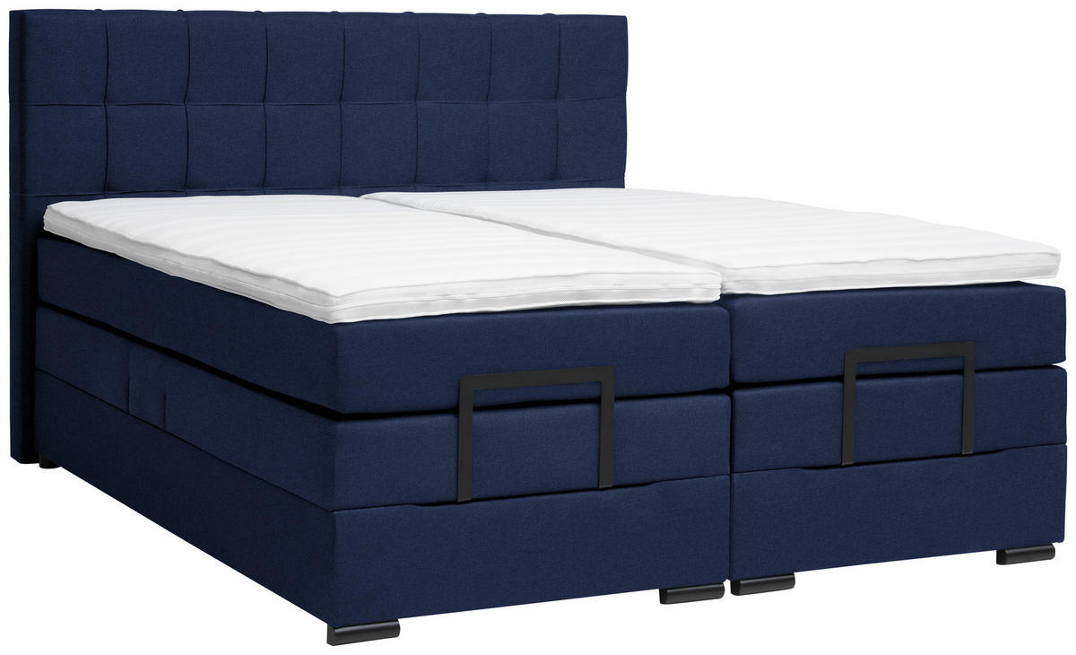 BOXSPRINGBETT 180/200 cm  in Dunkelblau  - Schwarz/Dunkelblau, KONVENTIONELL, Holz/Holzwerkstoff (180/200cm) - Moderano
