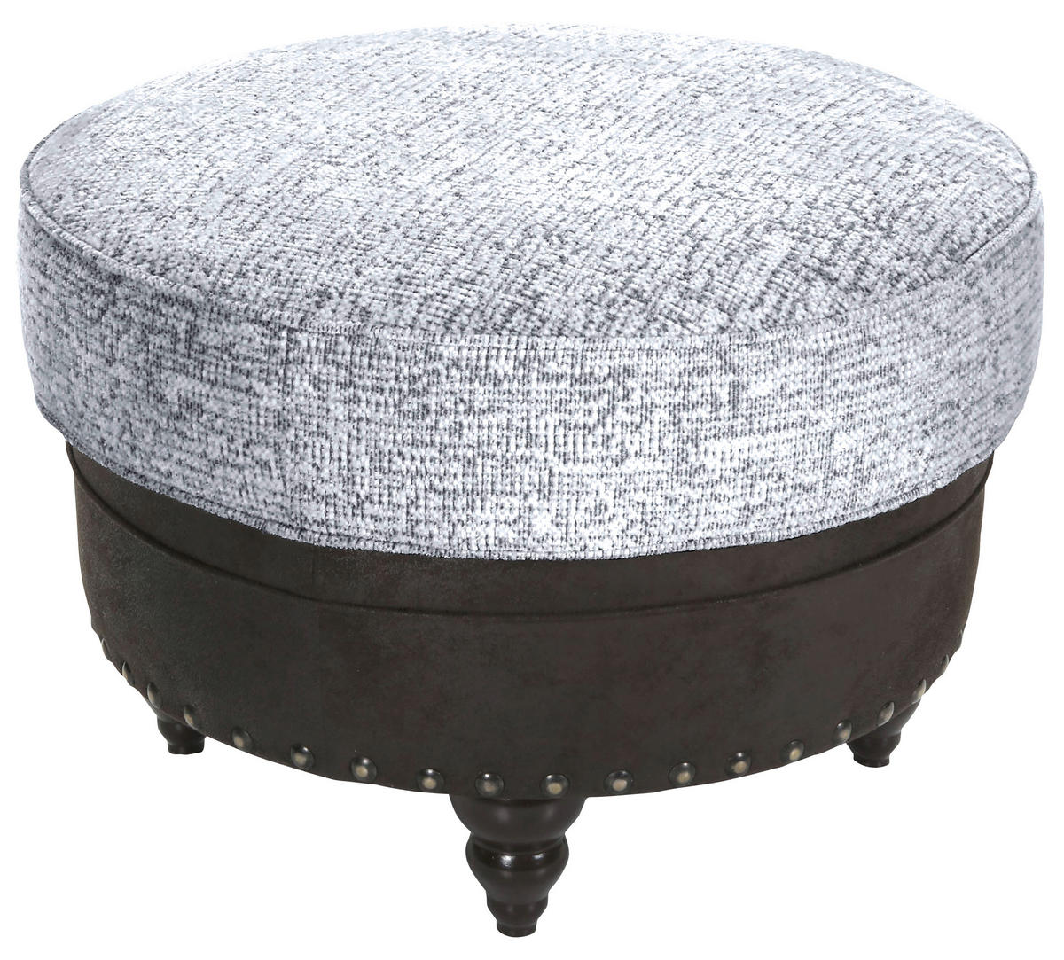 HOCKER Chenille, Mikrofaser Hellgrau, Dunkelbraun  - Dunkelbraun/Hellgrau, ROMANTIK / LANDHAUS, Holz/Textil (75/50/75cm) - Landscape