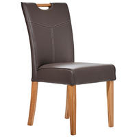 STUHL Echtleder Eichefarben, Dunkelbraun Eiche massiv  - Eichefarben/Dunkelbraun, Design, Leder/Holz (44/94/60cm) - Valdera