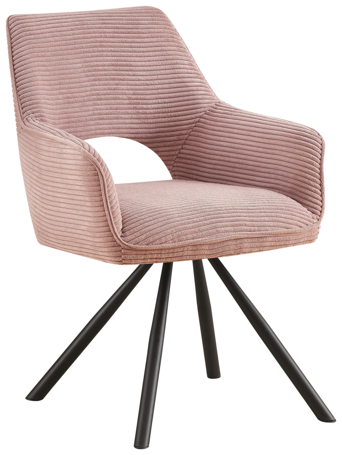 ARMLEHNSTUHL  in Eisen Cord  - Pink/Schwarz, Design, Textil/Metall (60/85/63cm) - Hom`in