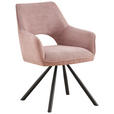 ARMLEHNSTUHL  Stoffauswahl, inklusive Armlehnen, Sitzfläche 180° drehbar, automatische Rückholfunktion Cord  - Pink/Schwarz, Design, Textil/Metall (60/85/63cm) - Hom`in
