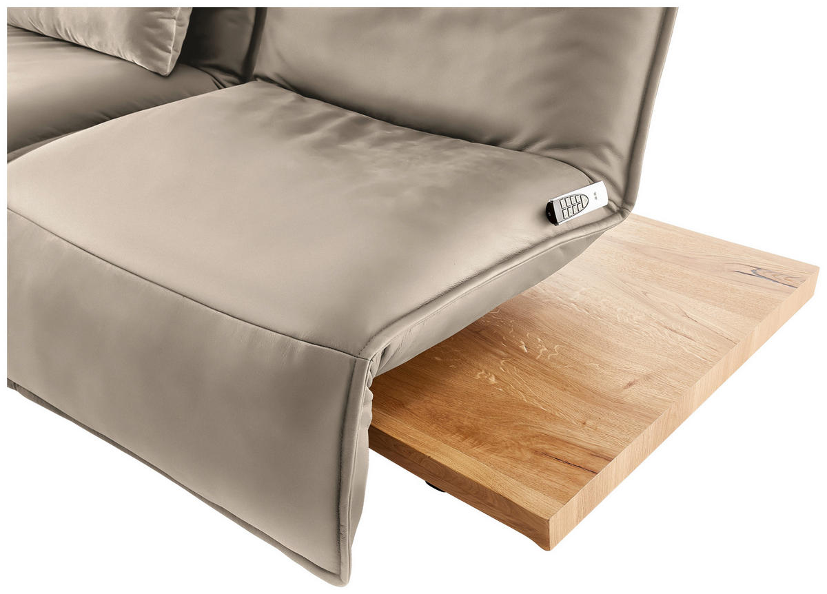 2-SITZER-SOFA in Leder Ecru  - Ecru/Eichefarben, Natur, Leder/Holz (240/63/115cm) - Koinor