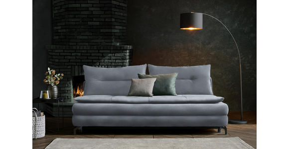 SCHLAFSOFA in Flachgewebe Graublau - Graublau/Schwarz, MODERN, Textil/Metall (208/73/92/102cm) - Novel