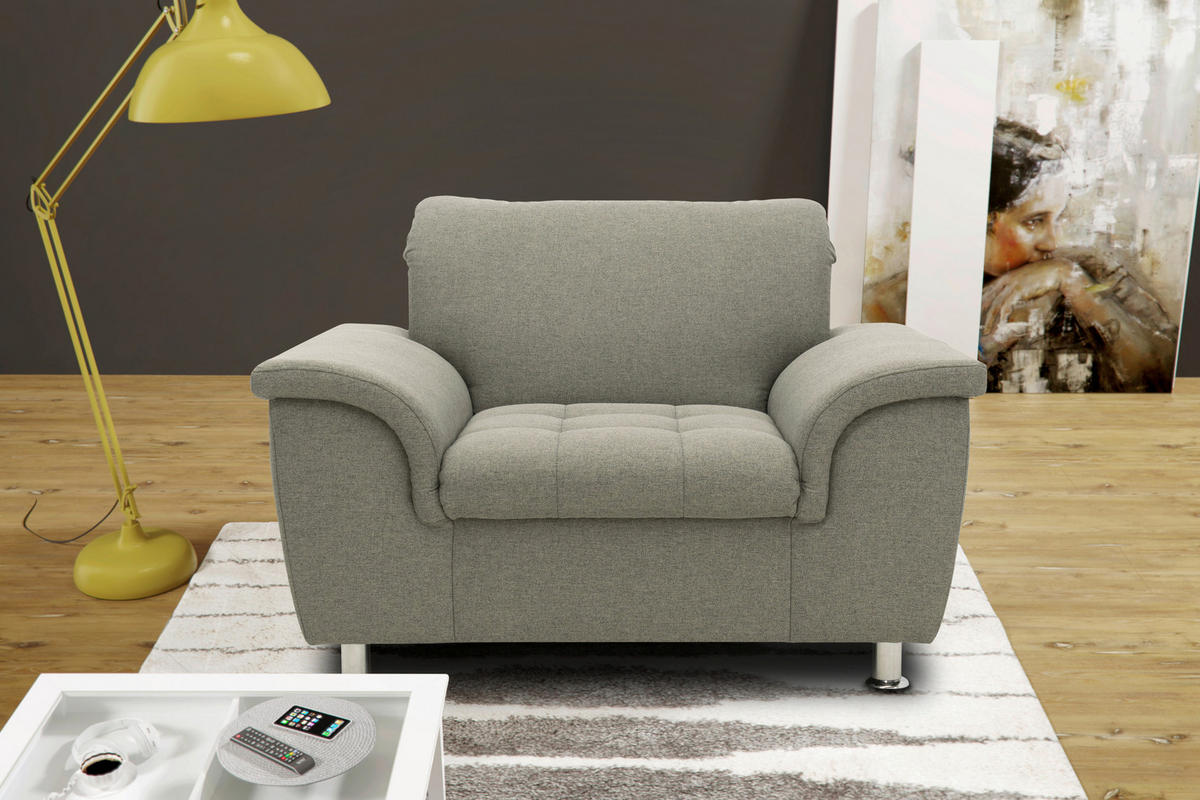 SESSEL Webstoff Graubraun    - Chromfarben/Graubraun, KONVENTIONELL, Textil/Metall (120/81/105cm) - MID.YOU