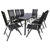 GARTENGARNITUR 9-teilig  - Anthrazit/Schwarz, Basics, Metall (90/190cm) - Gardenson