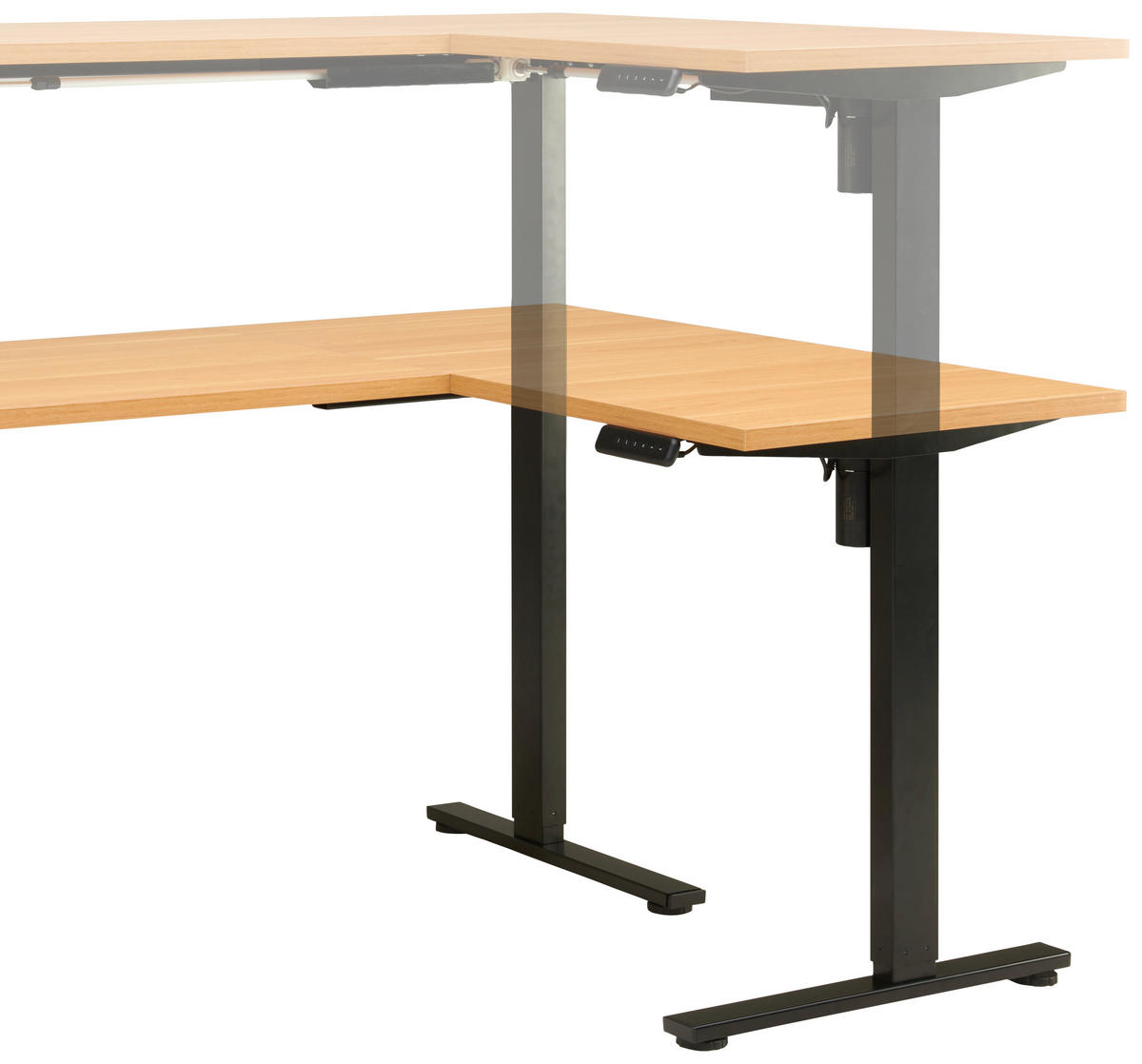 ECKSCHREIBTISCH 180/120/74,5-119 cm  in Schwarz, Eichefarben  - Eichefarben/Schwarz, Modern, Holzwerkstoff/Metall (180/120/74,5-119cm) - MID.YOU