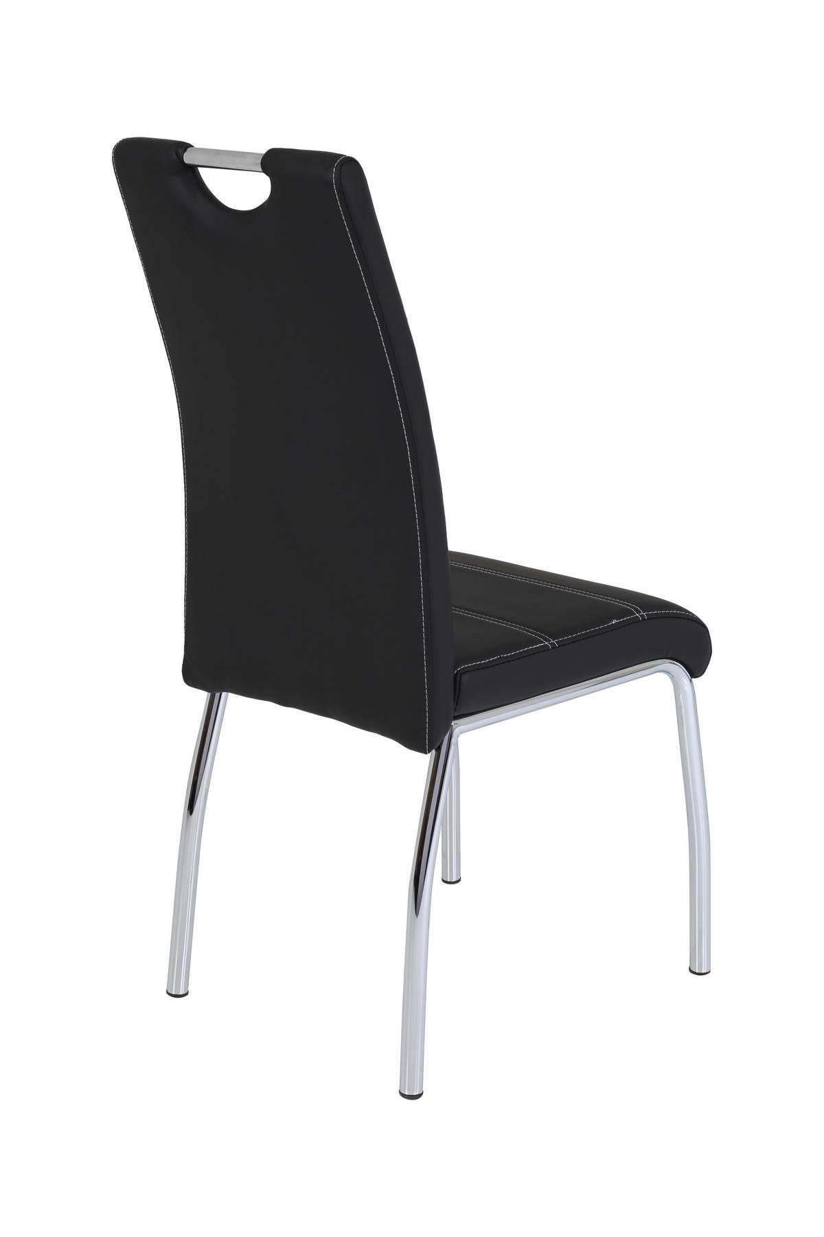 STUHL-SET 4 Stück  in Stahl Lederlook Metall, Textil  - Chromfarben/Schwarz, MODERN, Textil/Metall (44/98/61cm) - MID.YOU