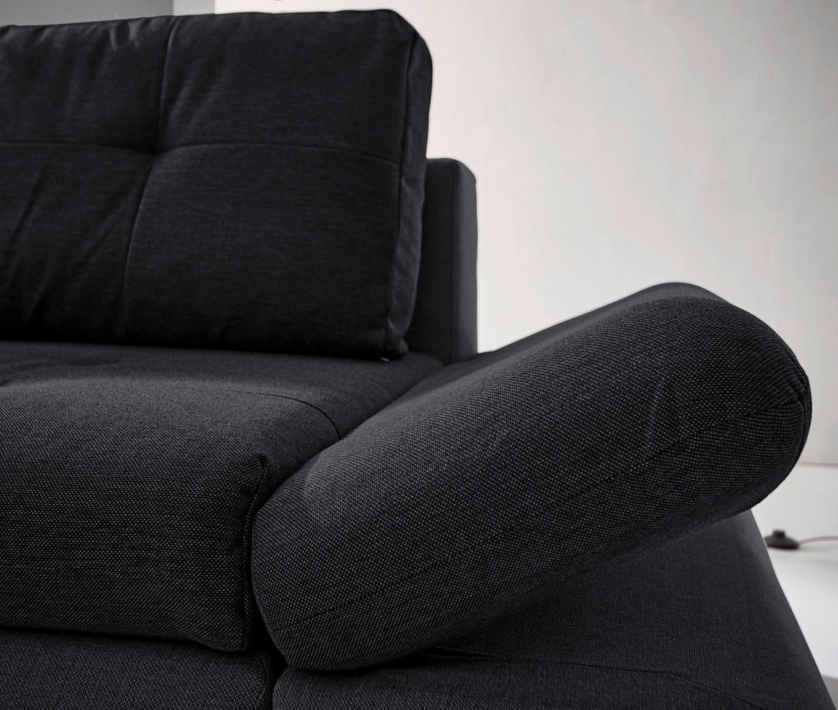 ECKSOFA in Webstoff Anthrazit  - Chromfarben/Anthrazit, Design, Kunststoff/Textil (302/187cm) - Carryhome