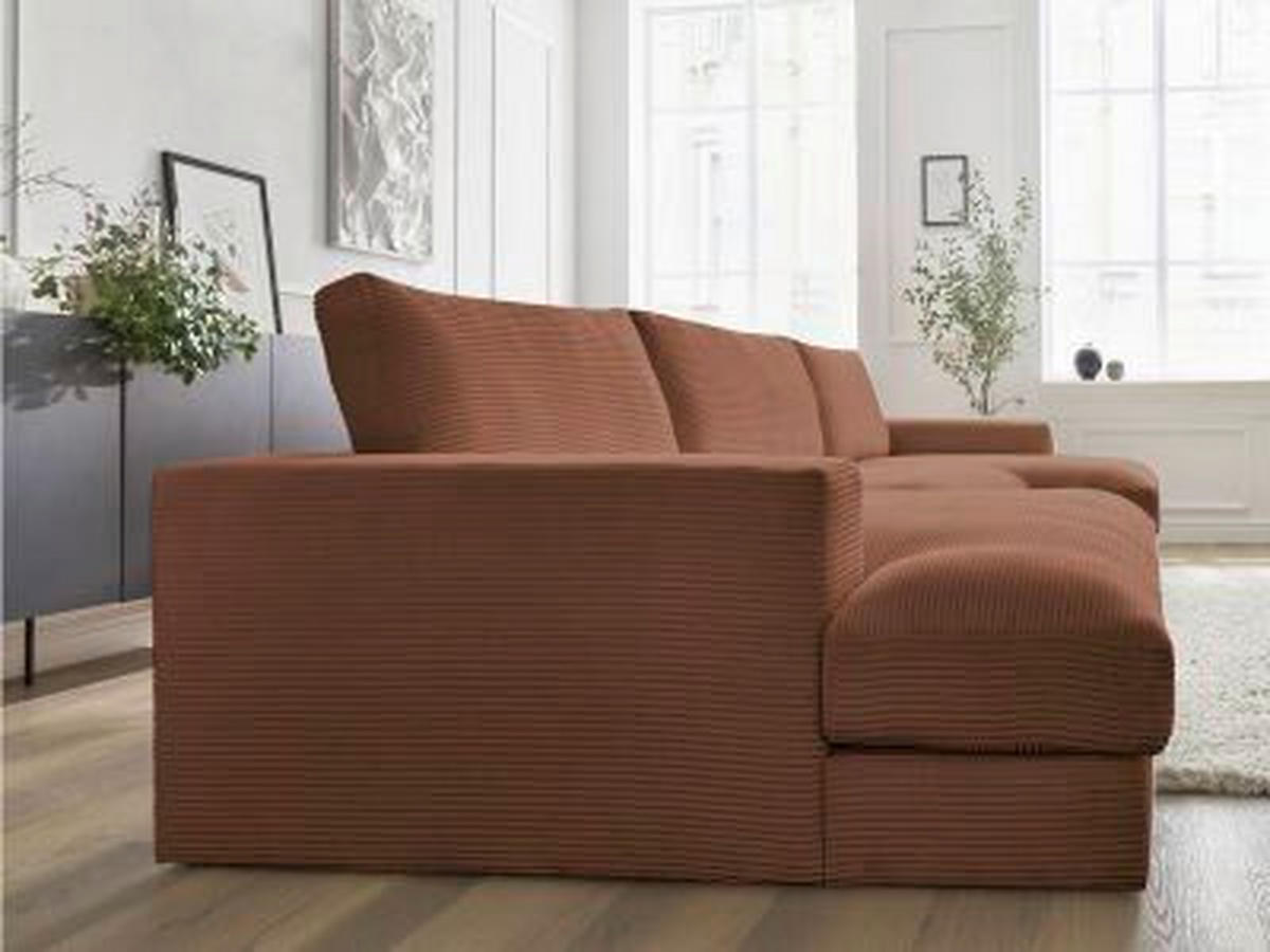 WOHNLANDSCHAFT LEONARD Orange Cord  - Schwarz/Orange, MODERN, Kunststoff/Textil (159/404/159cm)