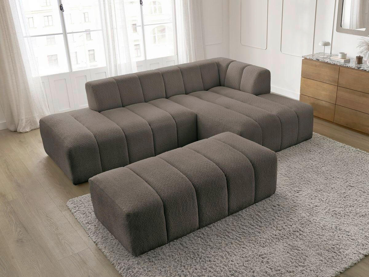 ECKSOFA  ANNECY Taupe Bouclé  - Taupe/Schwarz, MODERN, Kunststoff/Textil (262/170cm)