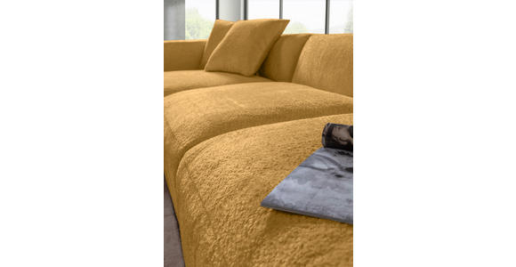ECKSOFA  in Chenille Senfgelb  178/323 cm  - Senfgelb/Schwarz, MODERN, Kunststoff/Textil (178/323cm) - Carryhome